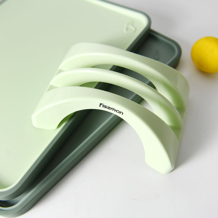 Set of 2 Index Chopping Boards 34x28 cm With Holder Green (Plastic+ TPR)