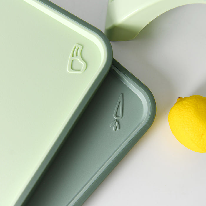 Set of 2 Index Chopping Boards 34x28 cm With Holder Green (Plastic+ TPR)