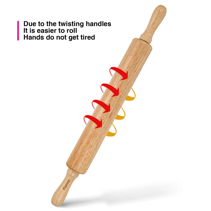 Rolling Pin 50cm With Wooden Stand Rubber Wood