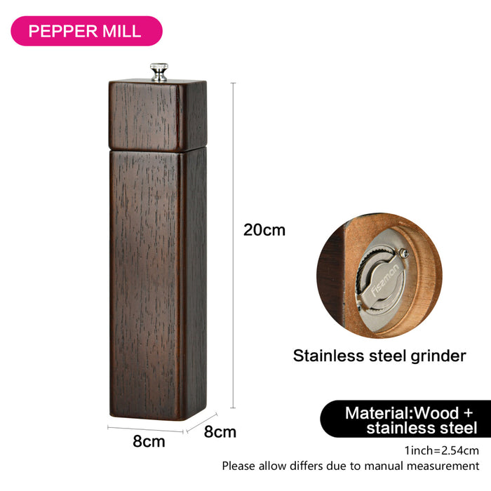 Salt And Pepper Mill Square Wooden Style 21cm