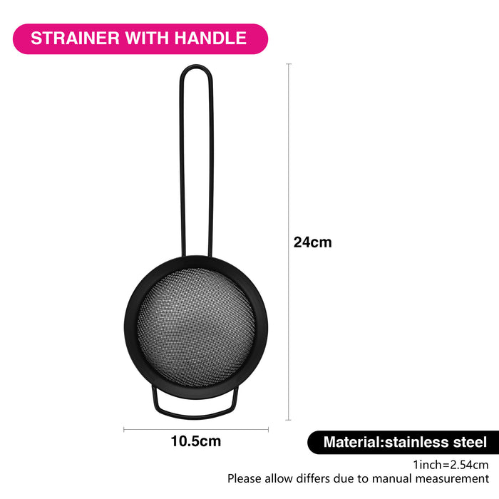 Strainer 10.5cm With Handle Steel Black