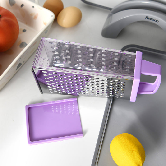 Four-Sided Vegetable Grater, Box Cheese Grater Purple