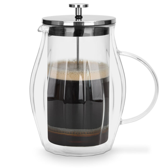 French Press Coffee Maker Double Wall Borosilicate Glass 600ml