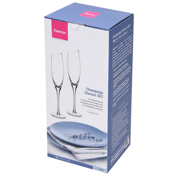 Set of 2 Champagne Glasses Set 190 ml (Glass)