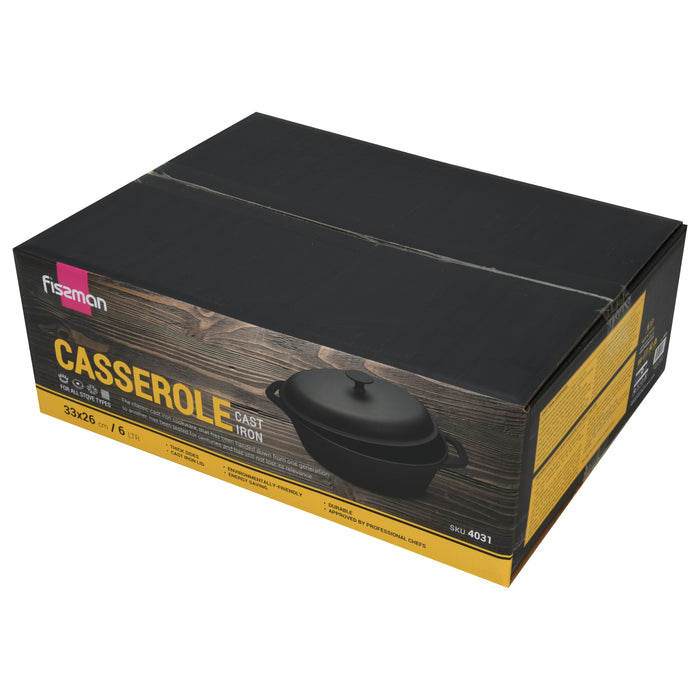 Casserole with Lid  33x26cm/6LTR with lid (cast iron)