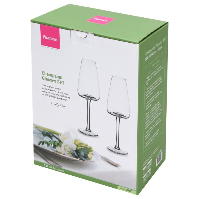 Set of 2 Champagne Glasses 230 ml  (Glass)