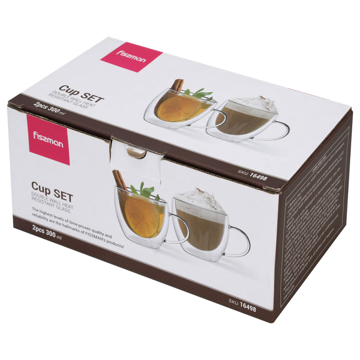 2-Piece Double Wall Mugs 300 ml (Borosilicate Glass)