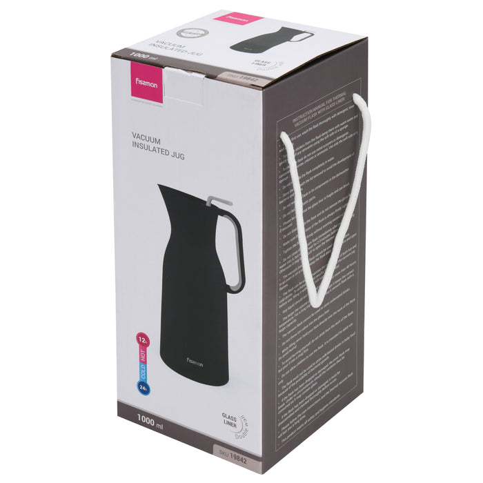 Vacuum Insulated 1000ml Flask with Pink Glass Liner And Push Button