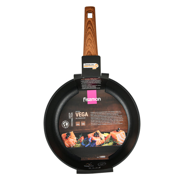 Deep Frying Pan VEGA 24x6.8cm with Double Screw Handle with Induction Bottom