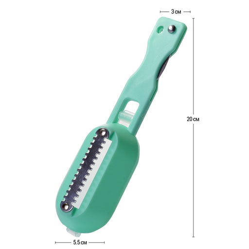 Fish scaler 20 cm with a moon-shaped Knife and a container (stainless steel) Green