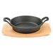 Pan 18x4.5cm With Two Side Handles On Wooden Tray Cast Iron Sizzling Plate