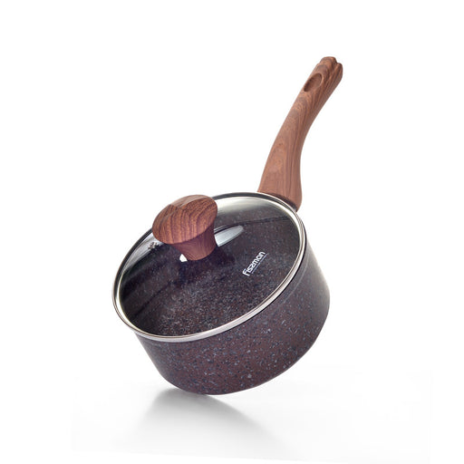 Saucepan Magic Brown 16x7.8cm/1.4 Ltr With Glass Lid With Induction Bottom (Aluminium With Non-Stick Coating)