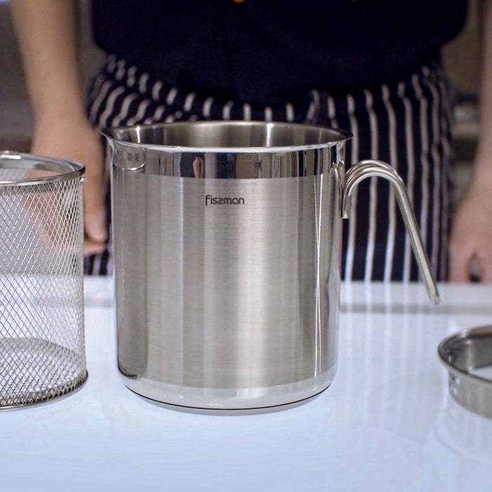 Fissman Stainless Steel Asparagus Pot 16x18.0cm/3.5L with Glass Lid & Steamer Basket Vegetable Boiler