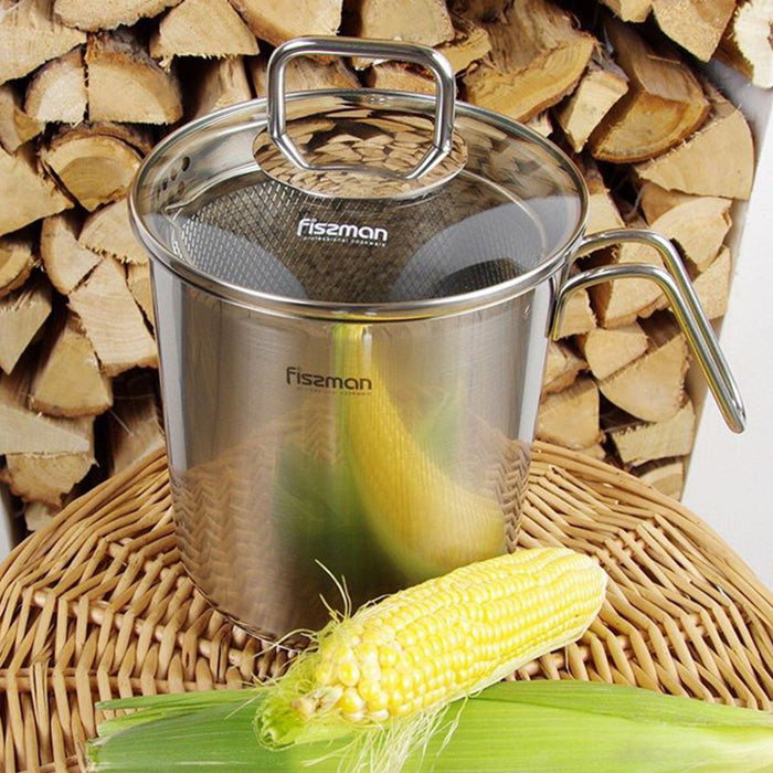 Fissman Stainless Steel Asparagus Pot 16x18.0cm/3.5L with Glass Lid & Steamer Basket Vegetable Boiler