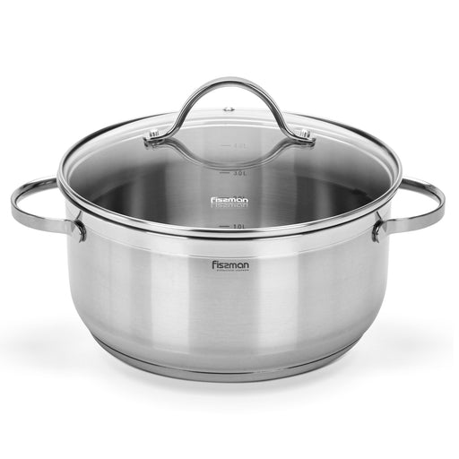 Stockpot LUMINOSA 24x11.5 cm  5.1 LTR with glass lid (stainless steel)