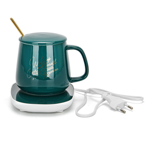 Gift Set Mug With Warmer And Spoon 350ml Ceramic Green