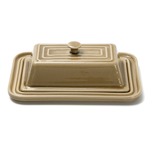 Ceramic Butter Dish Beige Crackle 217x145x78 cm