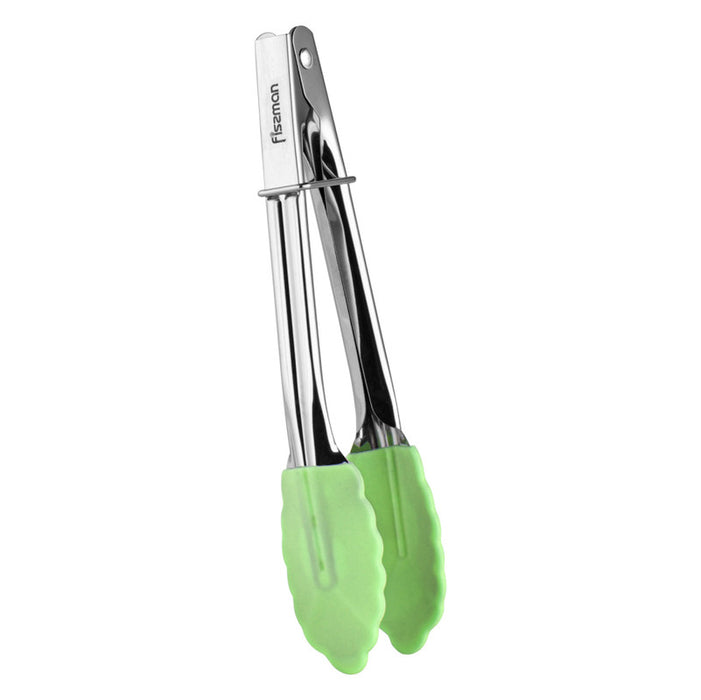 Mini Tongs 17cm Stainless Steel With Silicone Green