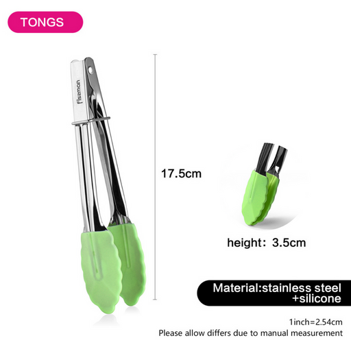 Tongs 17 cm (stainless steel silicone) Green