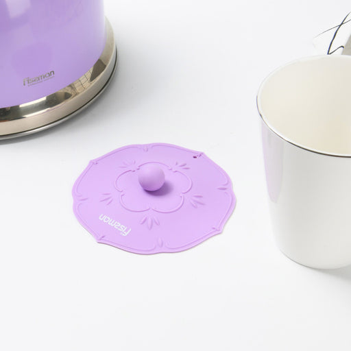 Silicone Purple Flower Design Cup Lid 11cm