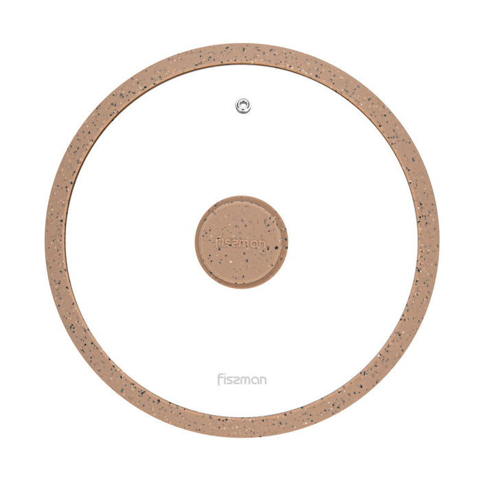 Universal Glass Lid 24cm Arcades with Brown Marbling Silicone Rim