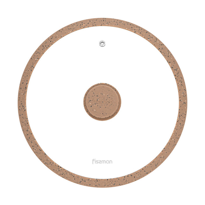 Universal Glass Lid 26cm With Brown Marbling Silicone Rim Arcades
