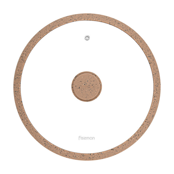 Glass Lid ARCADES with BROWN Marbling Silicone Rim 28cm