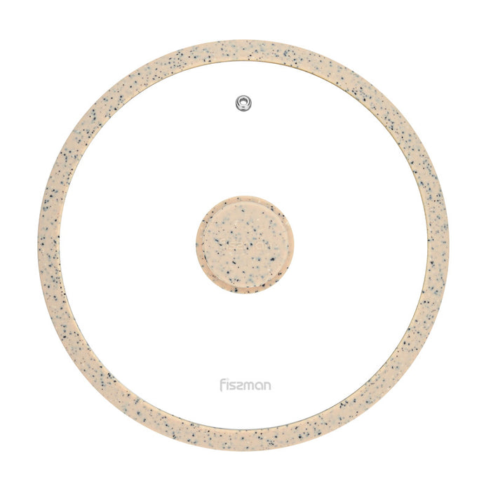 Glass Lid ARCADES with BEIGE Marble Silicone Rim 24cm