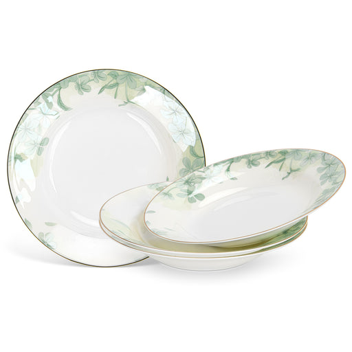4-Piece Deep Plates Summer Glint Series 20.5cm Fine Bone China