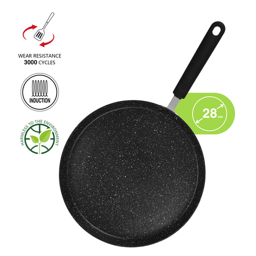 Crepe Pan Jet Black 28cm Aluminium With Non-Stick Coating