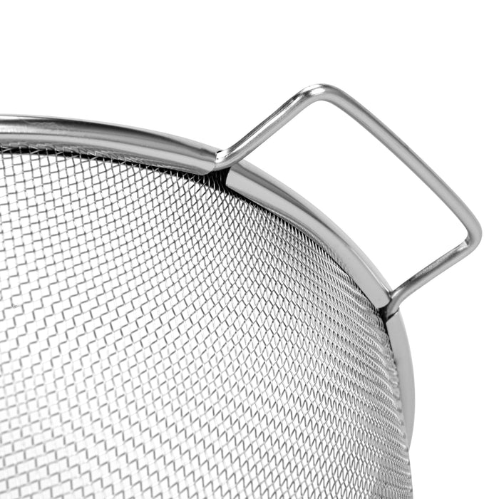 Strainer Sets with Resting Base - 22, 24, 26.5cm - Stainless Steel Colander Strainer with Handle