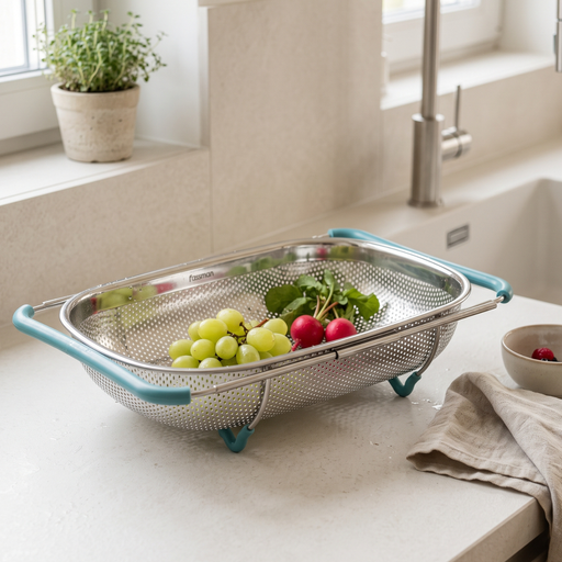 Over The Sink Mesh Colander 38x32x7.5cm (Stainless Steel)
