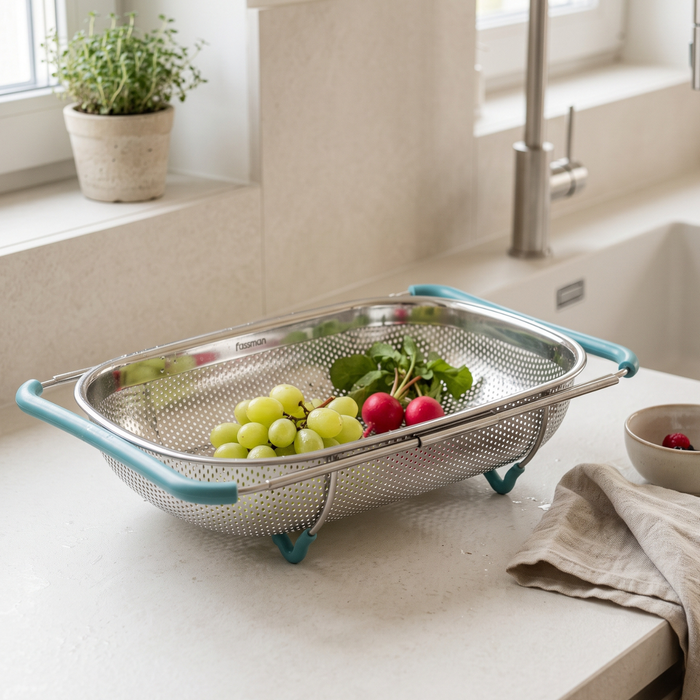 Over The Sink Mesh Colander 38x32x7.5cm (Stainless Steel)