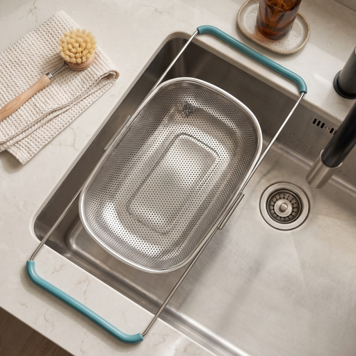 Over The Sink Mesh Colander 38x32x7.5cm (Stainless Steel)