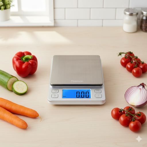 Fisman Electronic Kitchen Scales 14x10.5x1.7cm with Two Additional Trays