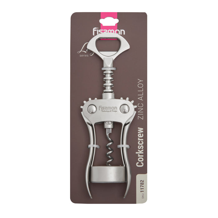 Wine Opener Corkscrew 18.5cm, Zinc Alloy Multipurpose CorkScrew Lily Series