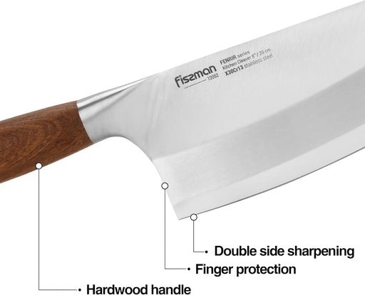 8'' Kitchen Cleaver Knife with Steel Pommel, Fenrir Series