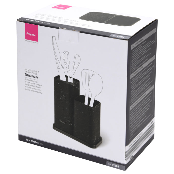 2-in-1 Knife Stand Block with Utensil Organizer