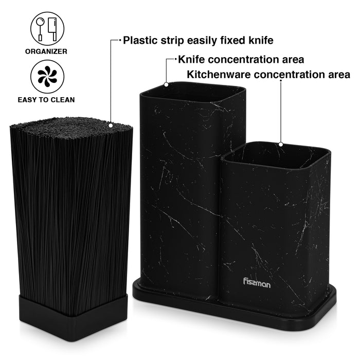 2-in-1 Knife Stand Block with Utensil Organizer
