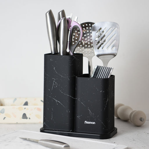 2-in-1 Knife Stand Block with Utensil Organizer