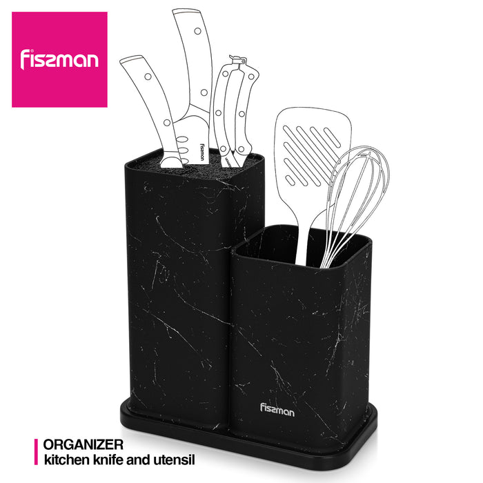 2-in-1 Knife Stand Block with Utensil Organizer