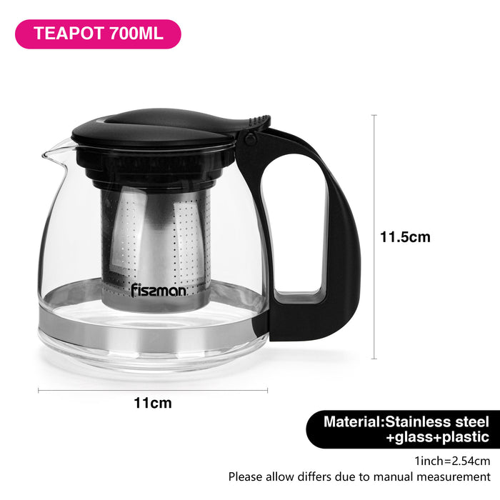 Glass Teapot 700ml with Stainless Steel Infuser