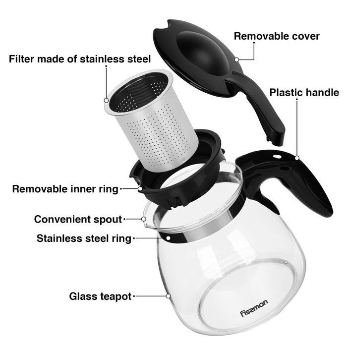 Glass Teapot 900ml with Stainless Steel Infuser