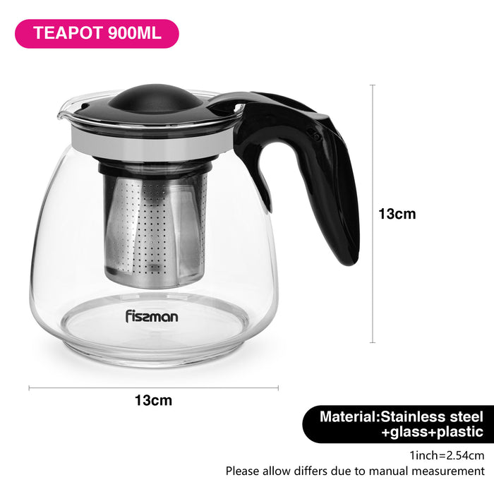 Glass Teapot 900ml with Stainless Steel Infuser