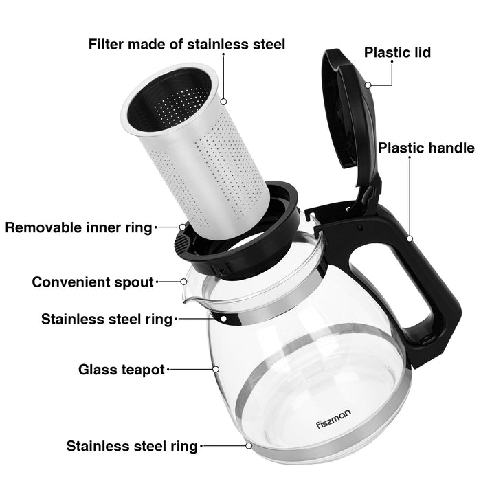 Glass Teapot 1000mL with Stainless Steel Infuser