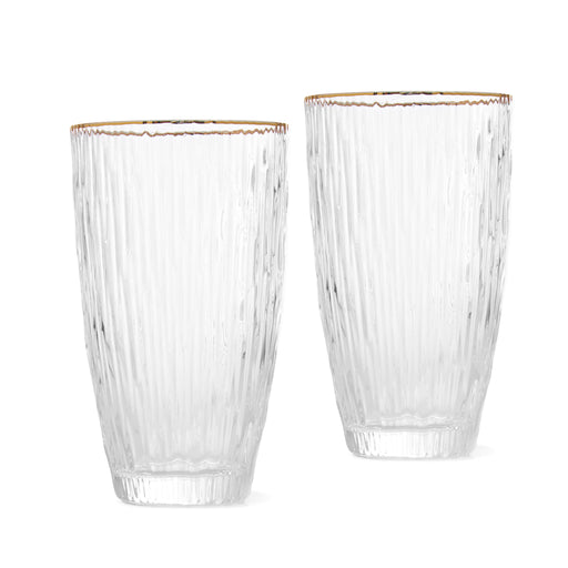 2-Piece Glasses 500ml Glass with Golden Rim