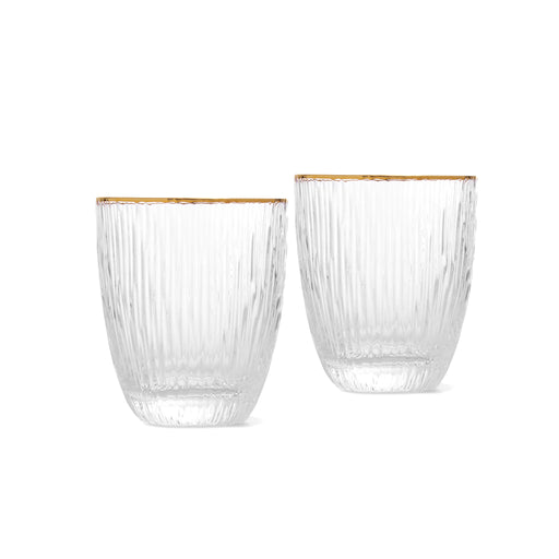 2-Piece Glasses 400ml Glass with Golden Rim