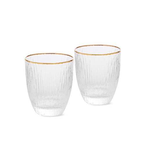 2-Piece Glasses 400ml Glass with Golden Rim