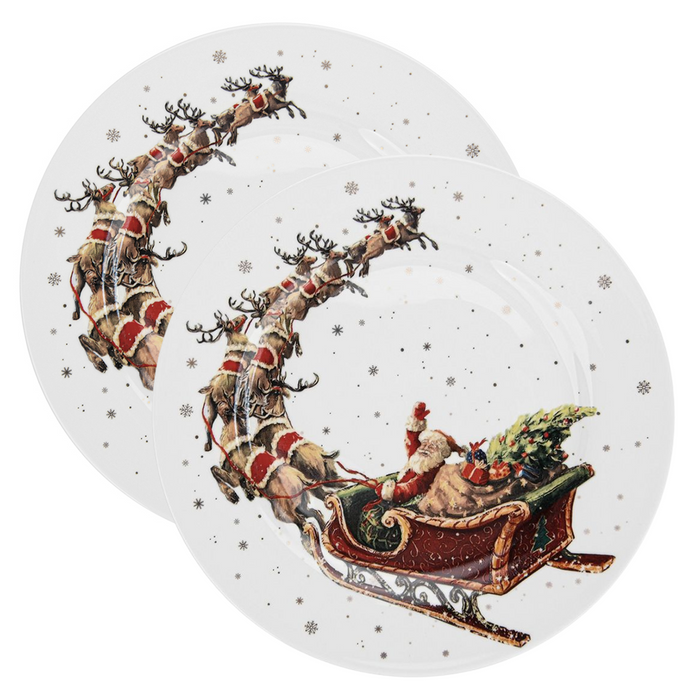 2-Piece Plate Christmas, 19.5cm, New Bone China, Christmas Holiday Season Collection Dinnerware