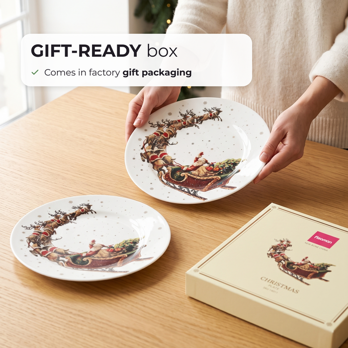 2-Piece Plate Christmas, 19.5cm, New Bone China, Christmas Holiday Season Collection Dinnerware